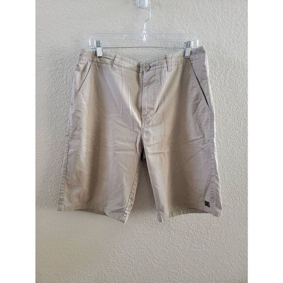 DC Mens Flat Front Casual Shorts Mid Length Khaki Size 34 - Picture 1 of 3